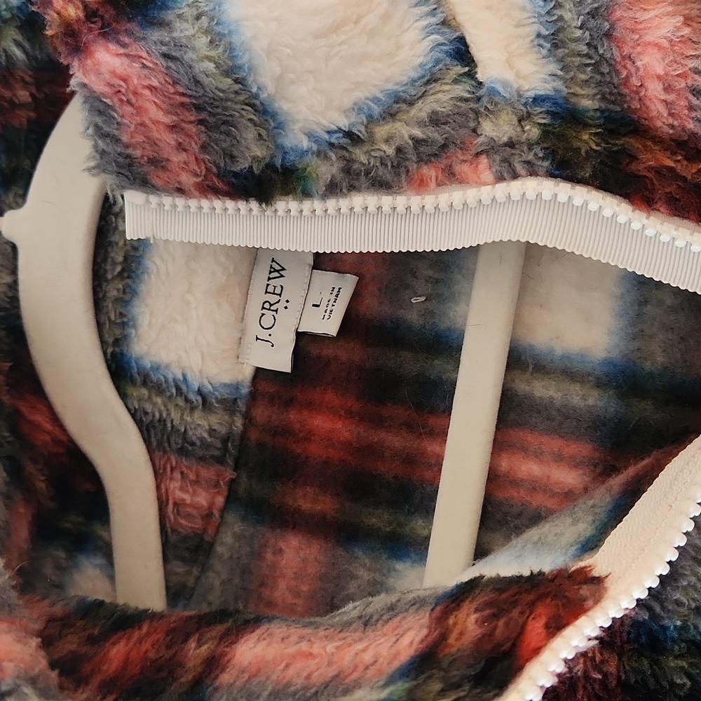 Jcrew Plaid Fleece Quarter-Zip Pullover - Picture 2 of 4